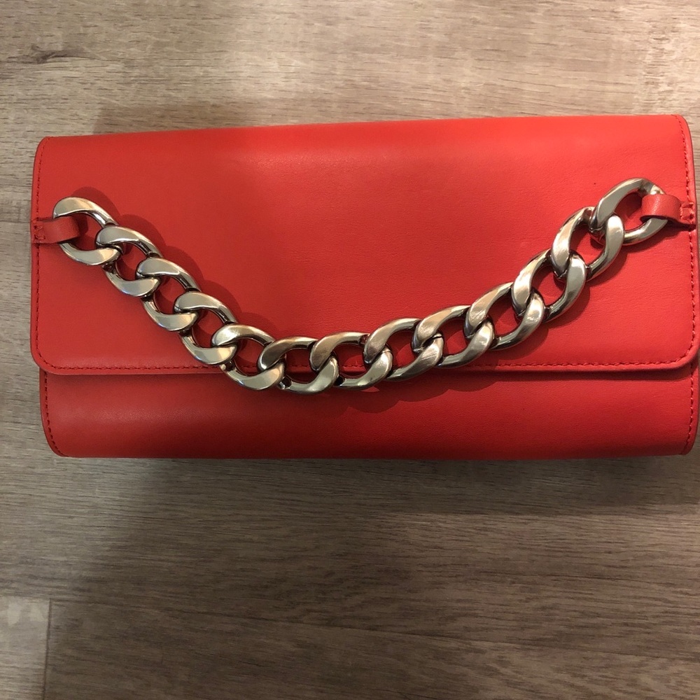 New Thomas Wylde Red Clutch Bag Chain Detail